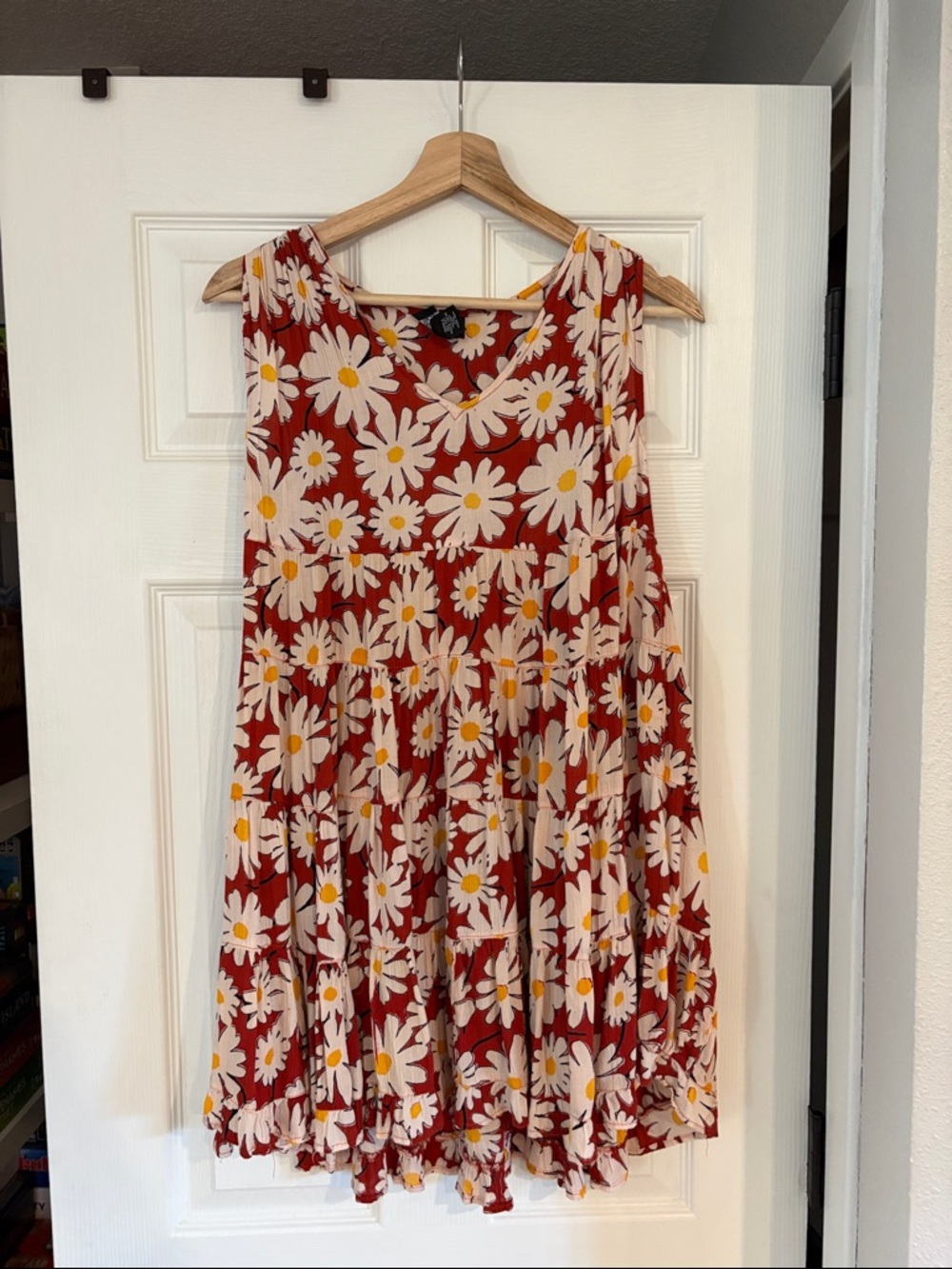Angie Red Daisy Tiered Sundress